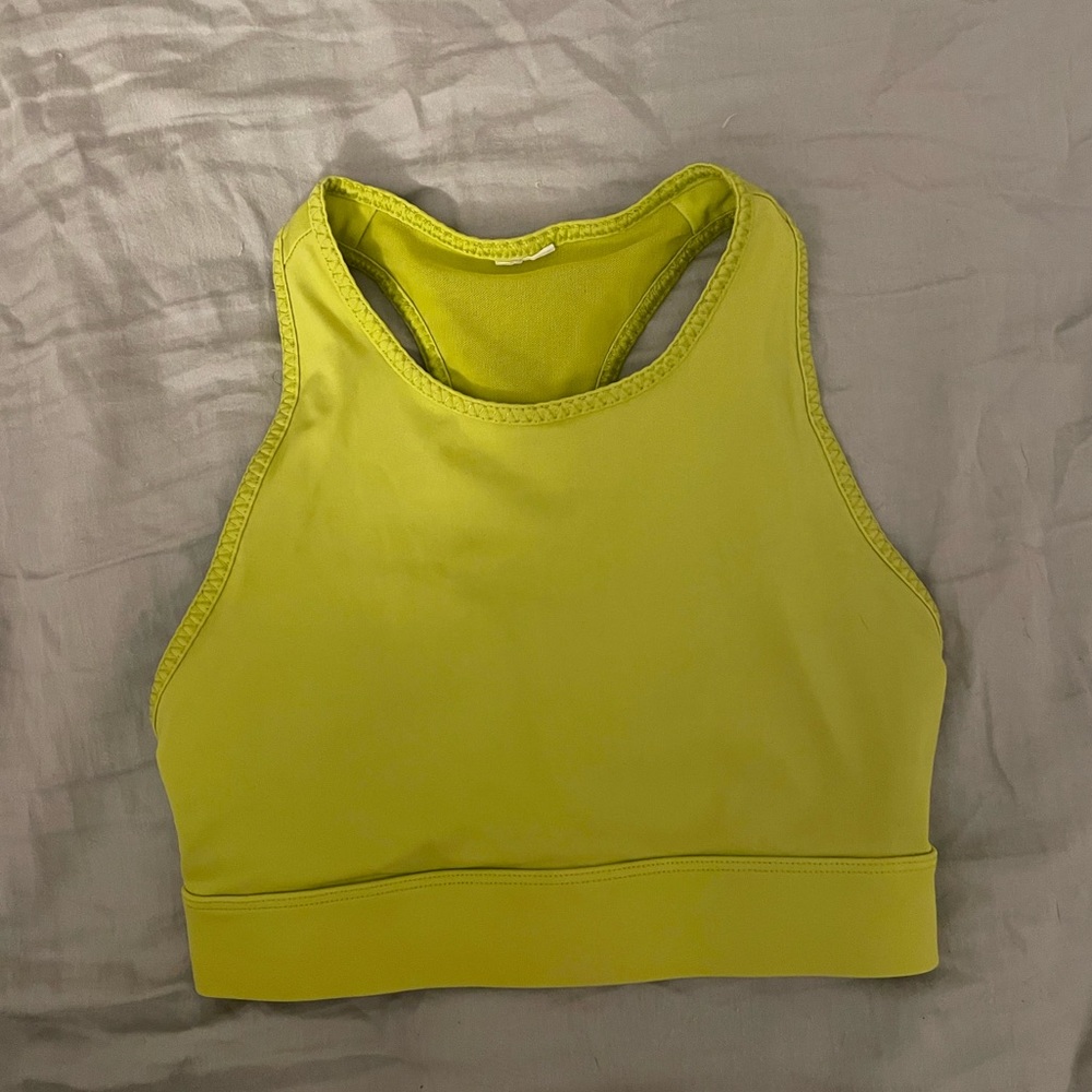 Fabletics Yellow Trinity Sports Bra - with phone pocket